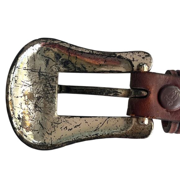 Vintage Justin Womens Leather Belt Heart Cabochon Detail Brown Silver XS/S/M? - Picture 3 of 6